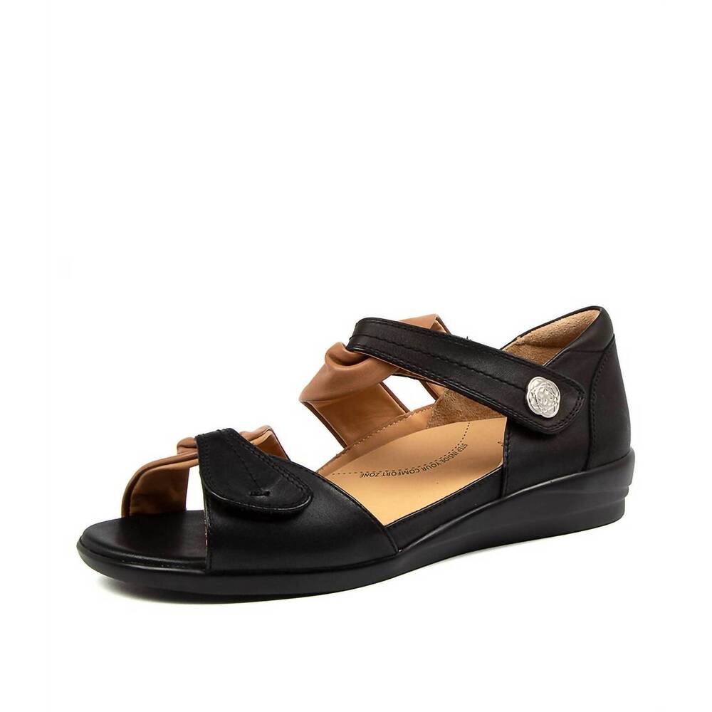 NEW ZIERA women's doxie w sandals in black/ tan leather
